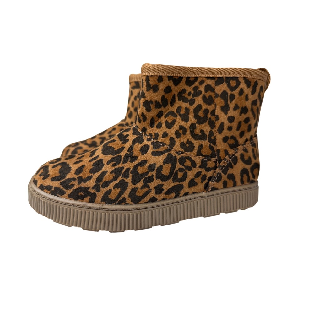 Leopard Print Faux Fur Lined Ankle Boots Brown Animal Print Zip Up Boots